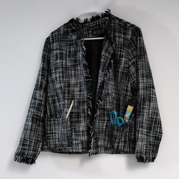 Dialogue Women Tweed Jaquet Blazer Careers Classic Elegant Size 12 Lined Pockets - Picture 14 of 16